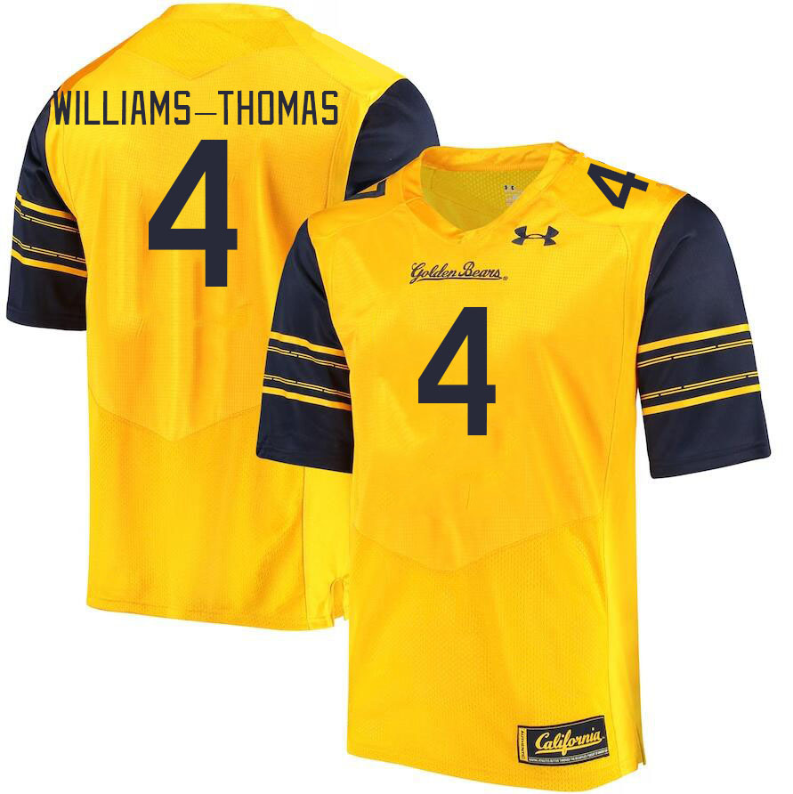 Men #4 Justin Williams-Thomas California Golden Bears College Football Jerseys Stitched Sale-Gold - Click Image to Close